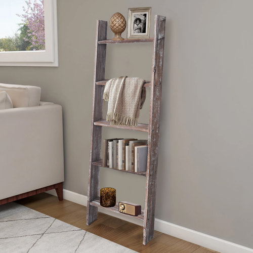 Foundry Select 4.5 ft Rustic Wood Decorative Blanket Ladder Farmhouse